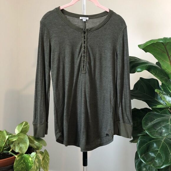 Splendid Emery Ribbed Henley Tee Green Small - Picture 4 of 10